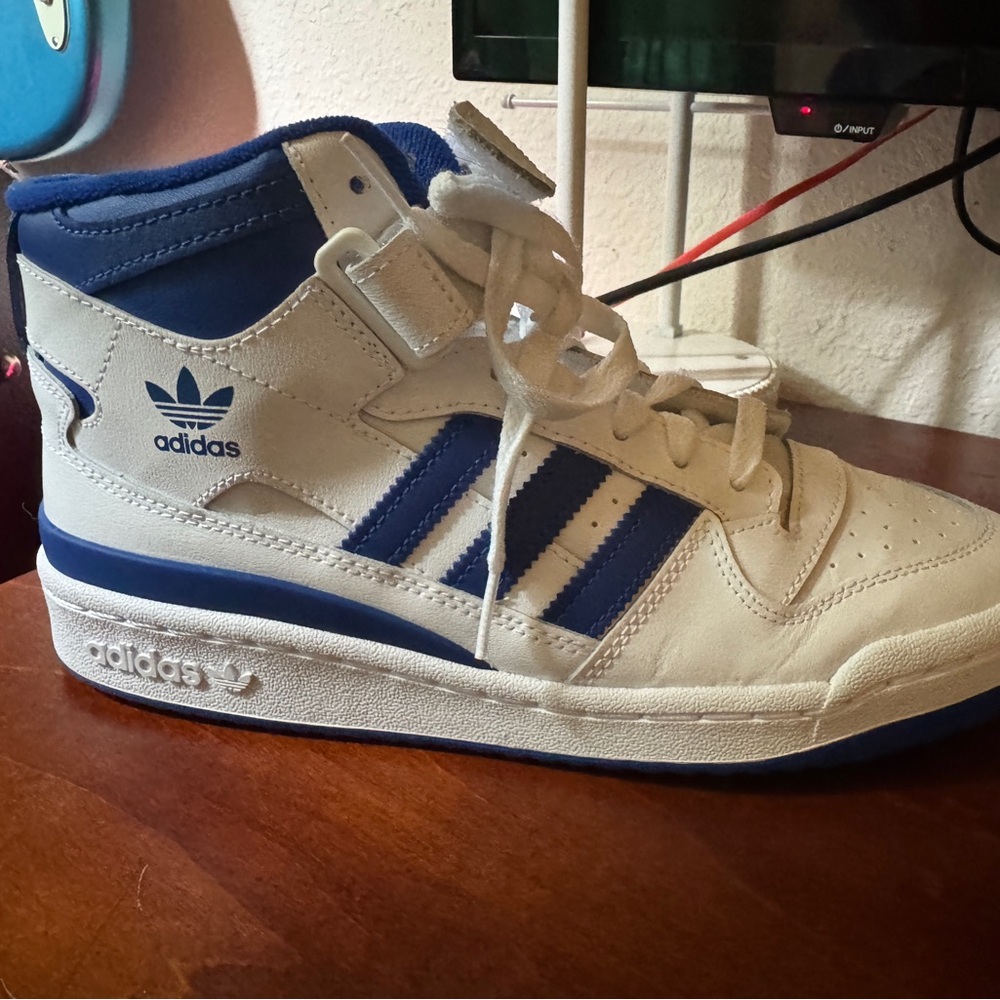 Adidas White and Blue Sneakers with Classic Design